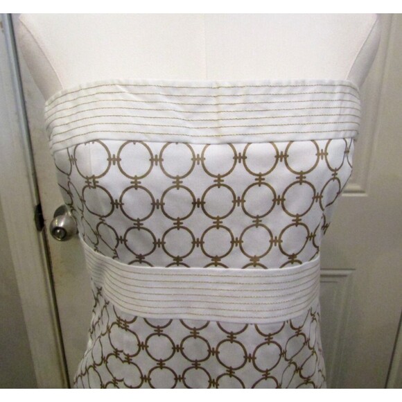 Gretchen Scott Designs Strapless Dress Sheath Mini Lined White Gold Lined Size S - Picture 3 of 7